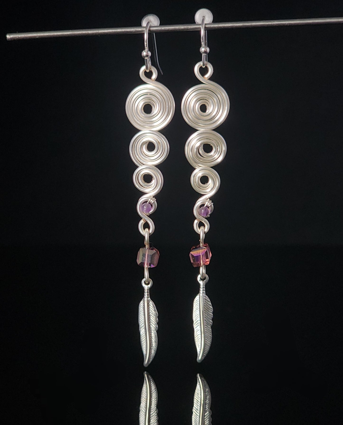 " Feather " Spiral Earrings