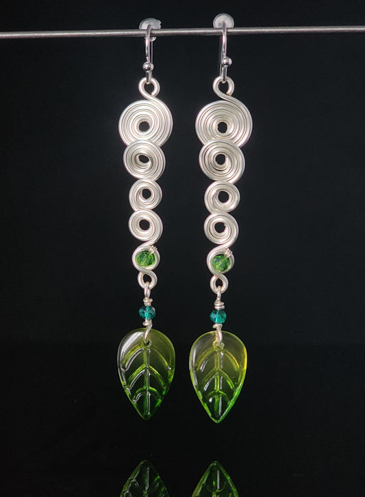 " Leaf " Spiral Earrings