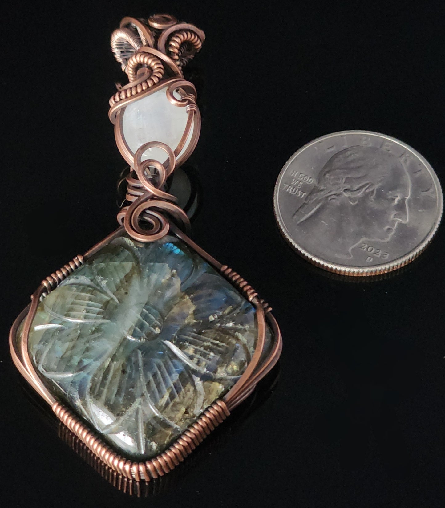 Flower Labradorite And Moonstone Pendant