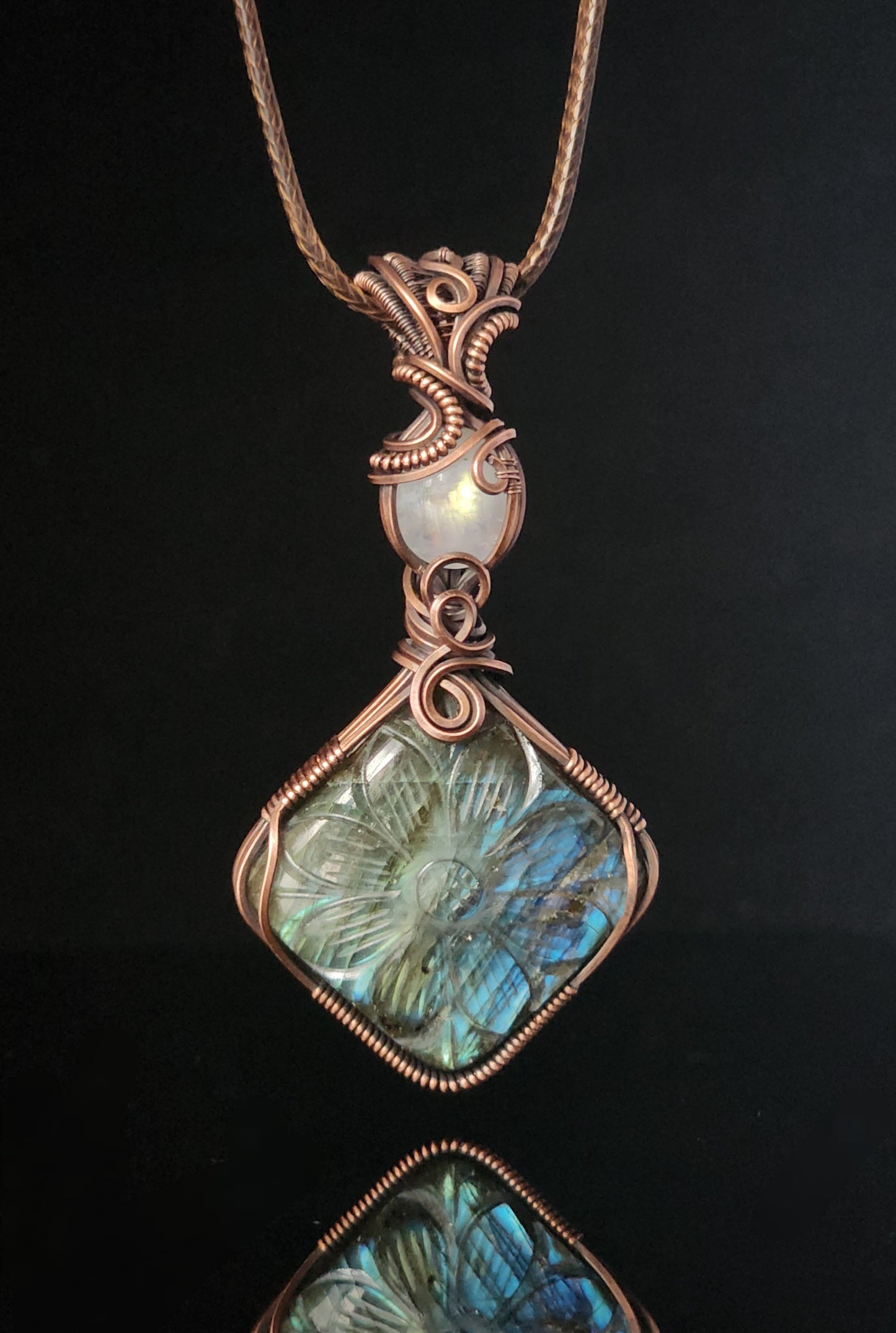 Flower Labradorite And Moonstone Pendant