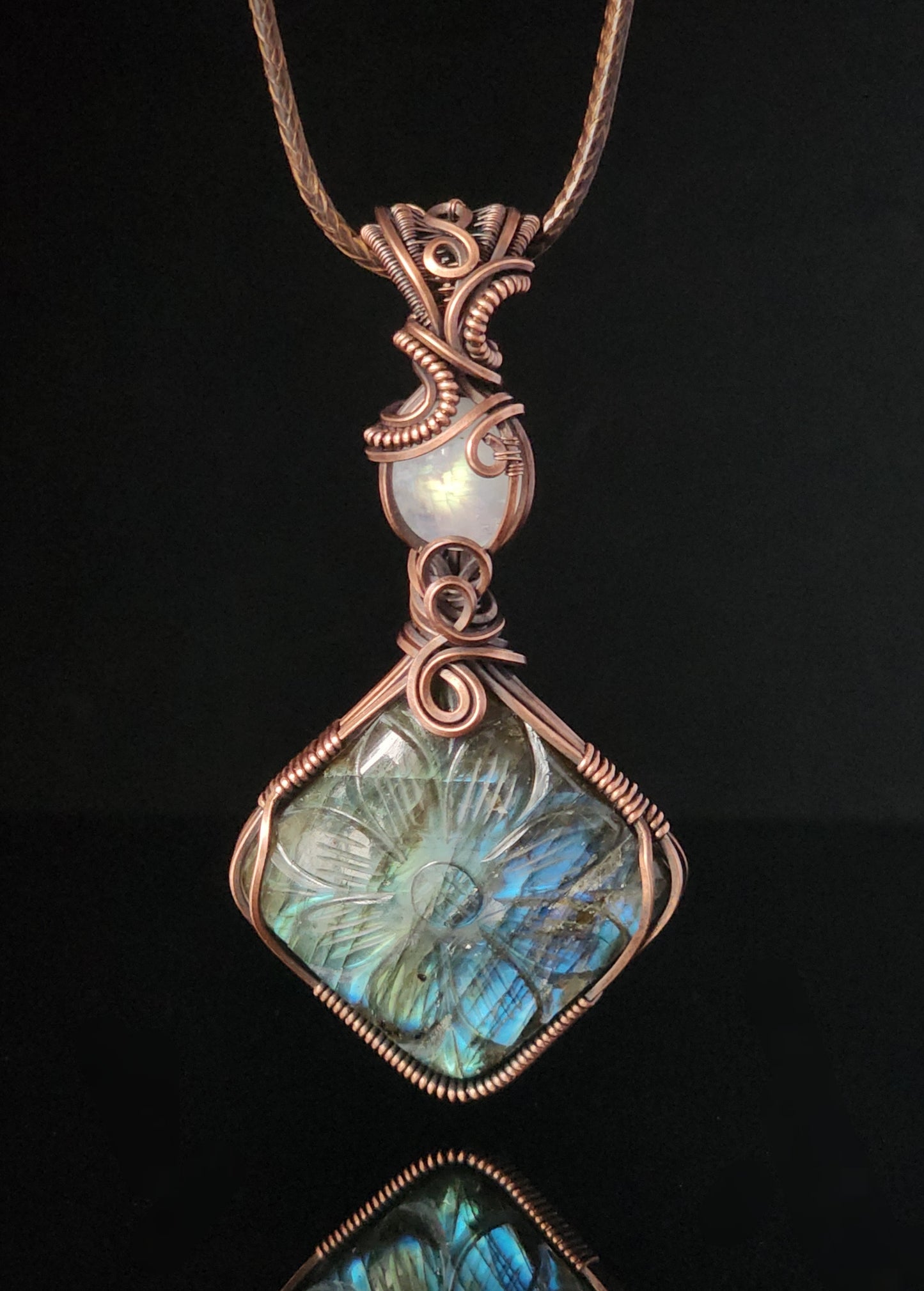 Flower Labradorite And Moonstone Pendant