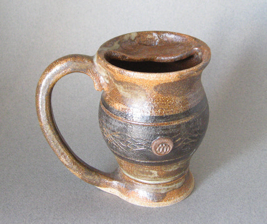 " Mustache Mug " Brown Glaze