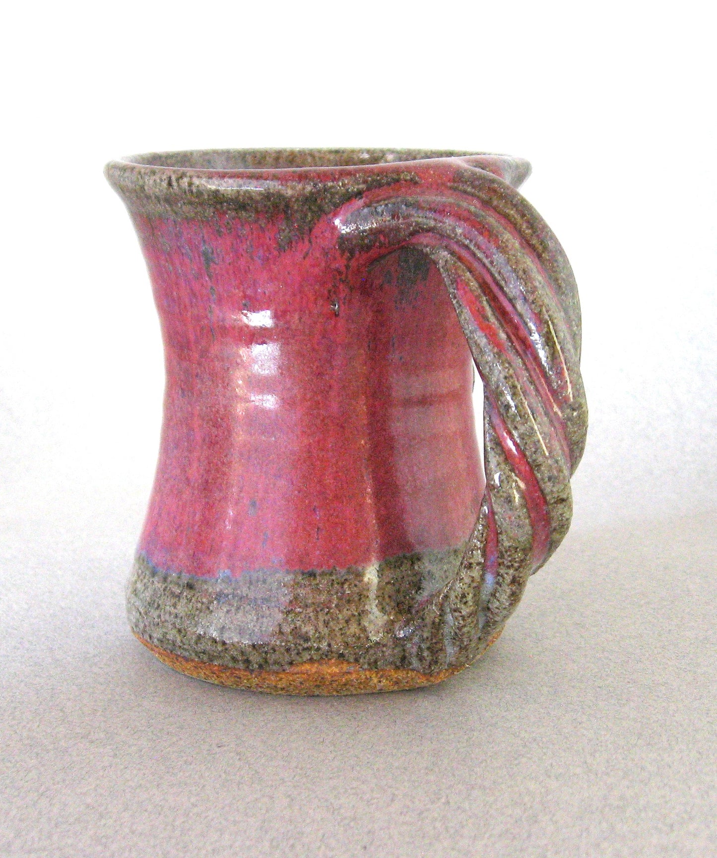 " Twisted Handle Mug " Fuchsia and Purple Glaze