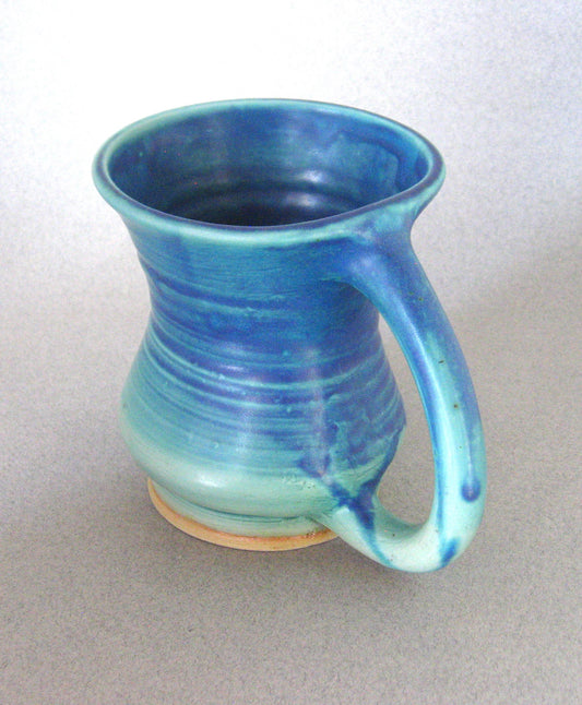 " Magoon Mug "  Pale Jade green and Blue  Glaze