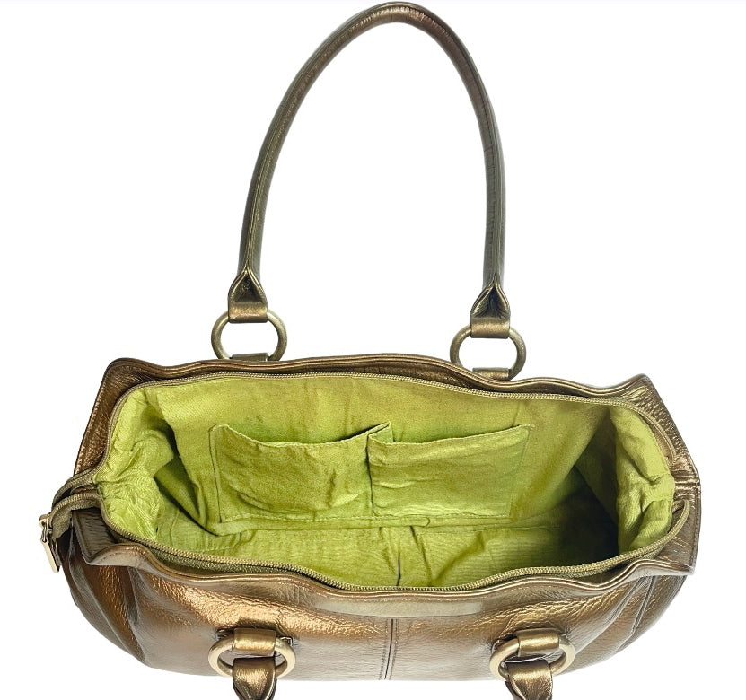 Gold Roses on Metallic Brown HOBO Purse