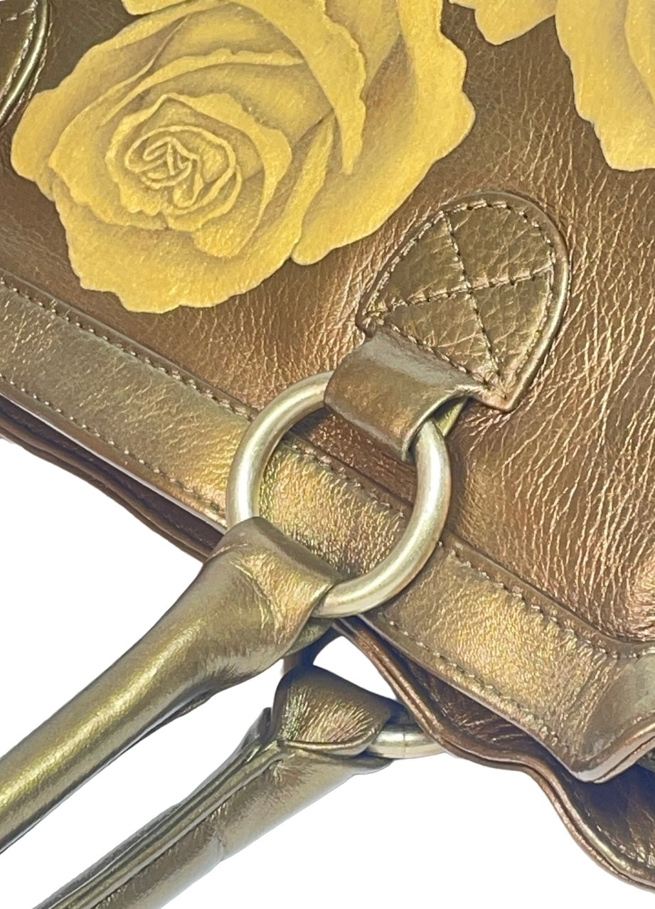 Gold Roses on Metallic Brown HOBO Purse