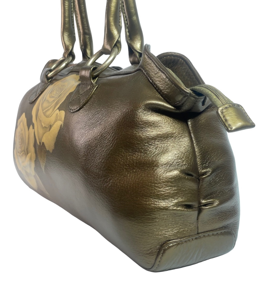 Gold Roses on Metallic Brown HOBO Purse