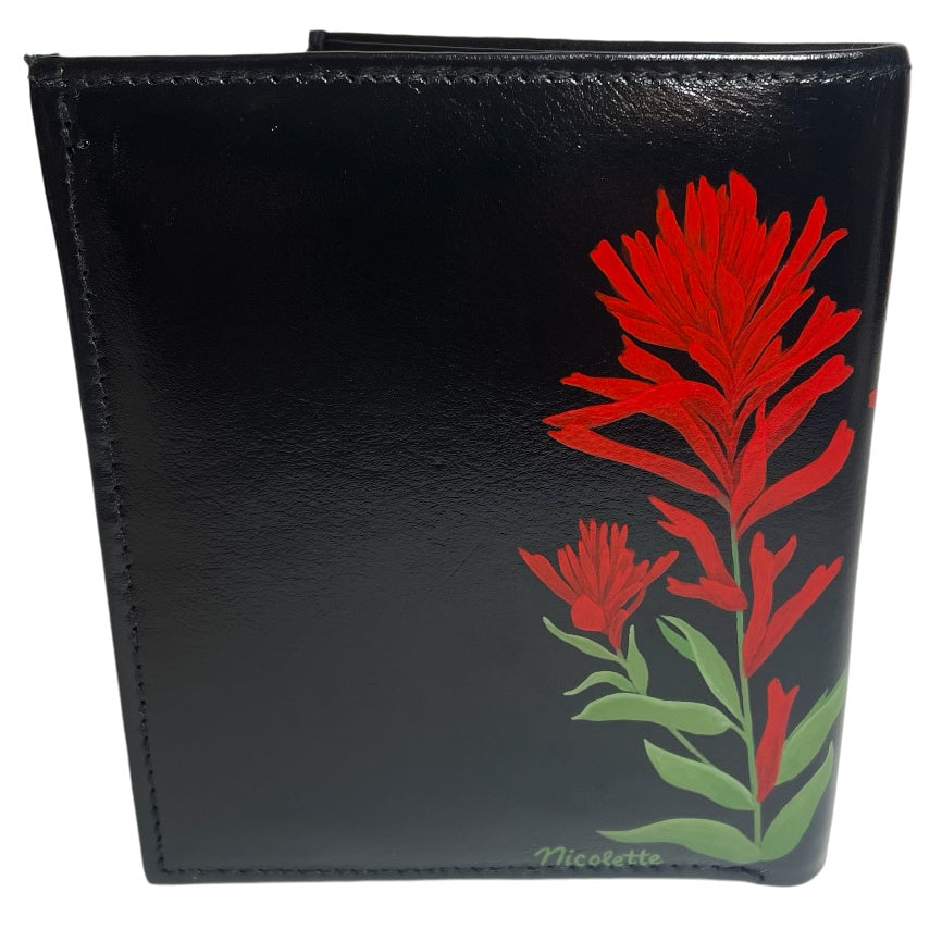 "Indian Paintbrush Trio" on Black TALL Bi-Fold Wallet