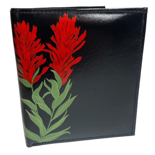 "Indian Paintbrush Trio" on Black TALL Bi-Fold Wallet