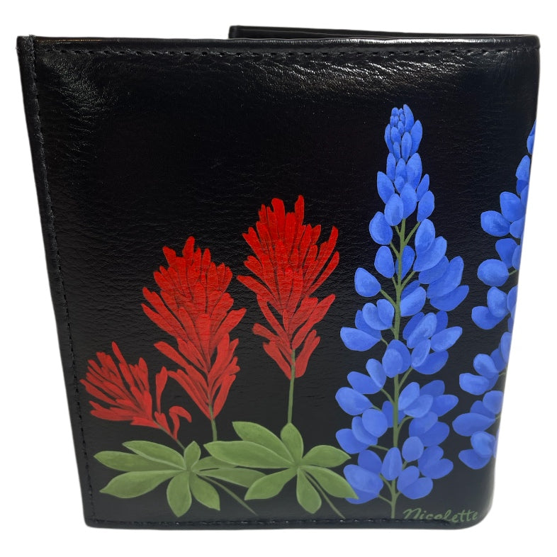 "Indian Paintbrush & Lupine Lineup" on Black TALL Bi-Fold Wallet