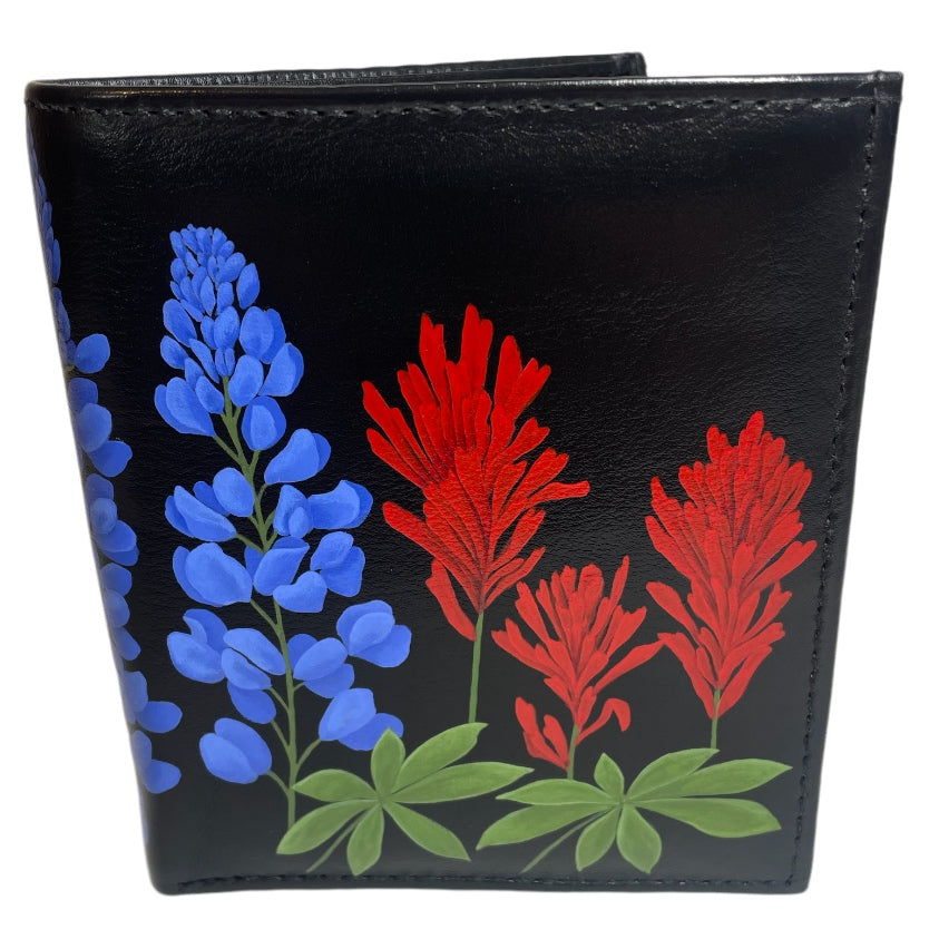 "Indian Paintbrush & Lupine Lineup" on Black TALL Bi-Fold Wallet