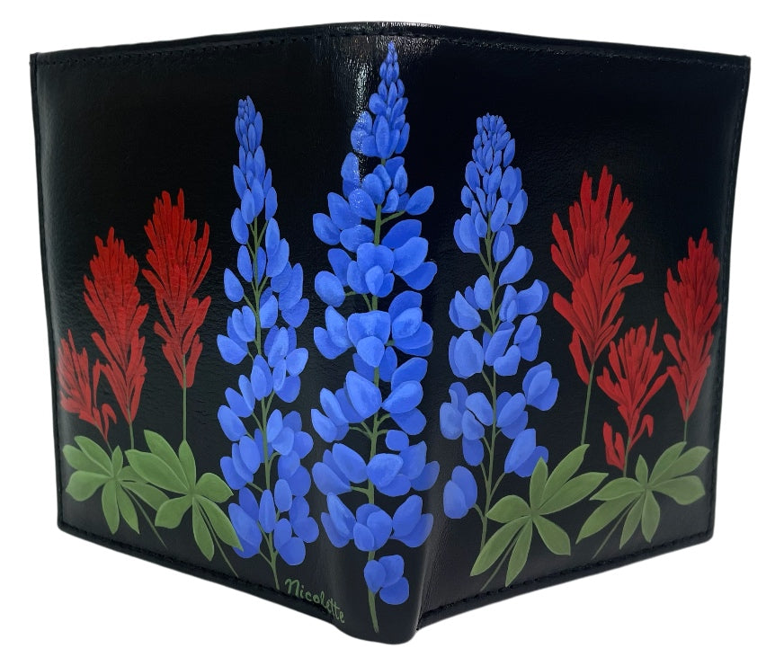 "Indian Paintbrush & Lupine Lineup" on Black TALL Bi-Fold Wallet