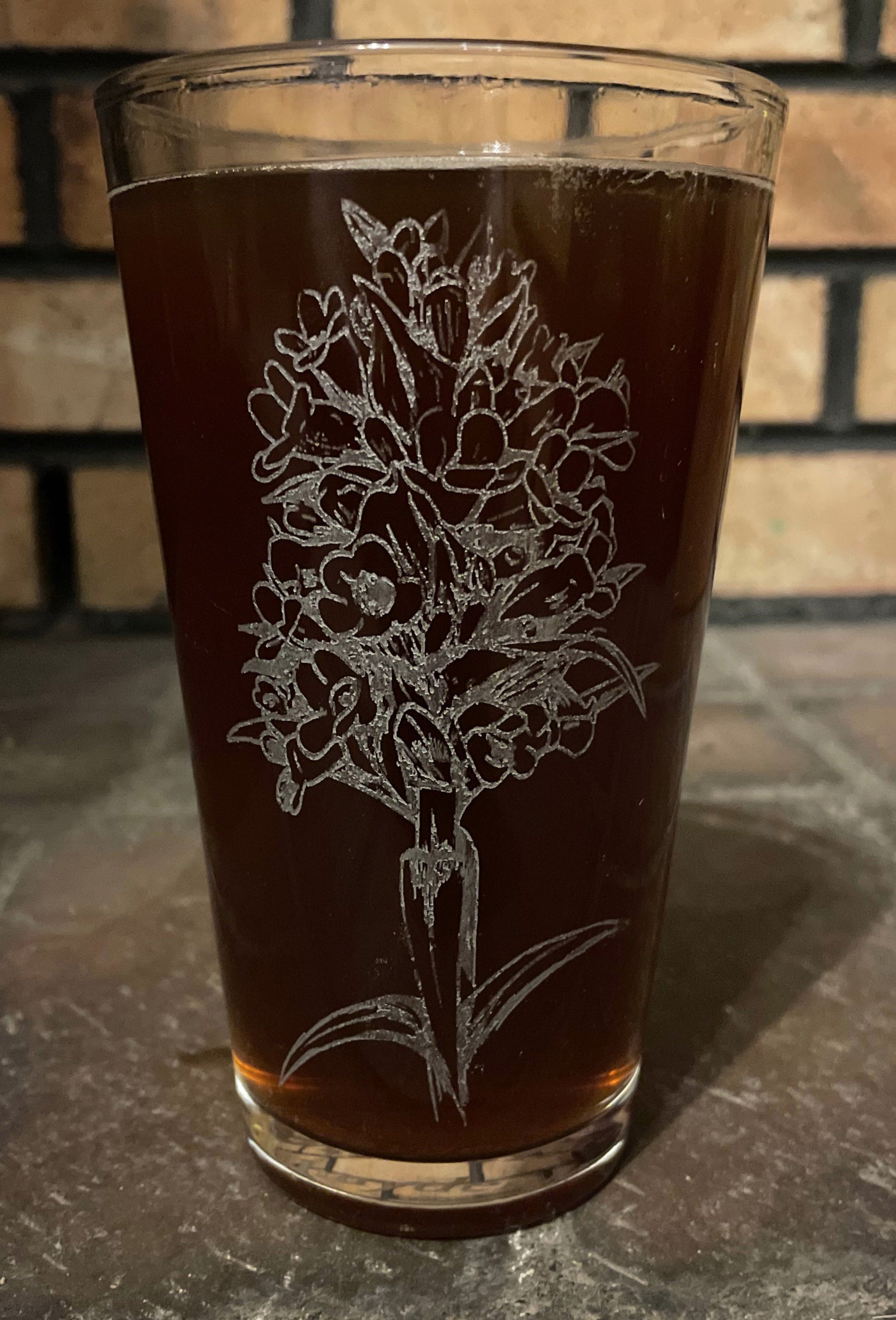 Engraved Pint Glass  with Hayden's Penstemon