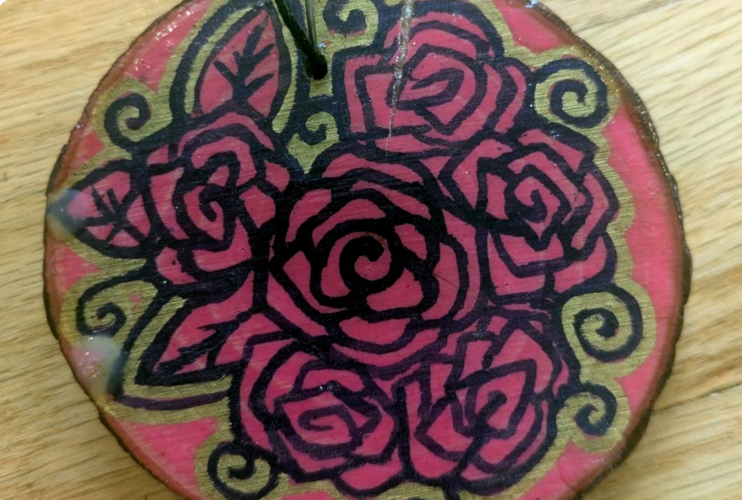 Double Sided Hand Painted Wood Ornament