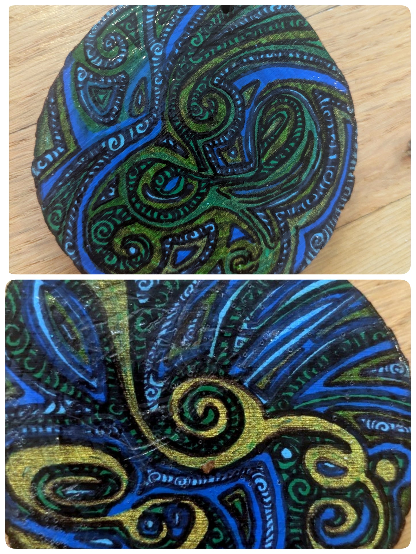 Double Sided Hand Painted Wood Ornament