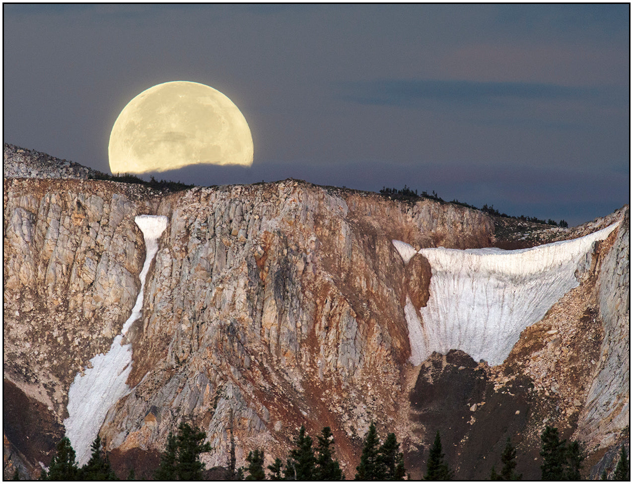 " Full Moonset " Over the Snowy Range Close Up Photography Print