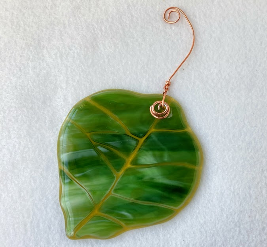 " Aspen Leaf " Fused Glass Sun Catcher