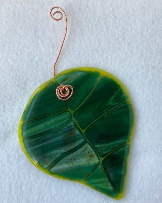 " Aspen Leaf " Fused Glass Sun Catcher