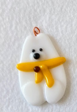 " Cowboys Fan " Fused Glass Polar Bear Ornament