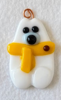 " Cowboys Fan " Fused Glass Polar Bear Ornament