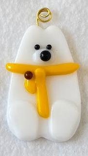 " Cowboys Fan " Fused Glass Polar Bear Ornament