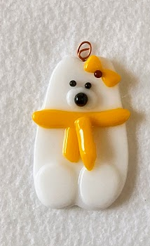 " Go Cowboys" Fused Glass Polar Bear Ornament