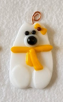 " Go Cowboys" Fused Glass Polar Bear Ornament