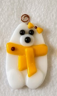 " Go Cowboys" Fused Glass Polar Bear Ornament