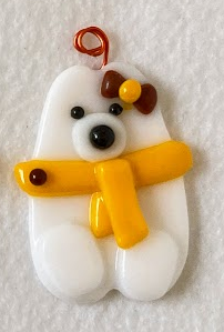 " Go Cowboys" Fused Glass Polar Bear Ornament