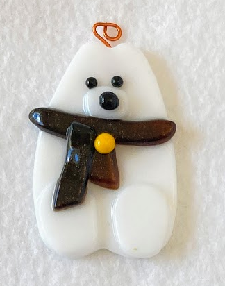 " It is Cold Outside" Fused Glass Polar Bear Ornament