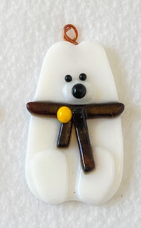 " It is Cold Outside" Fused Glass Polar Bear Ornament