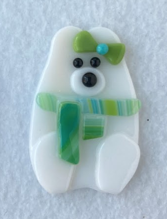 "I am Feeling Pretty " Fused Glass Polar Bear Ornament