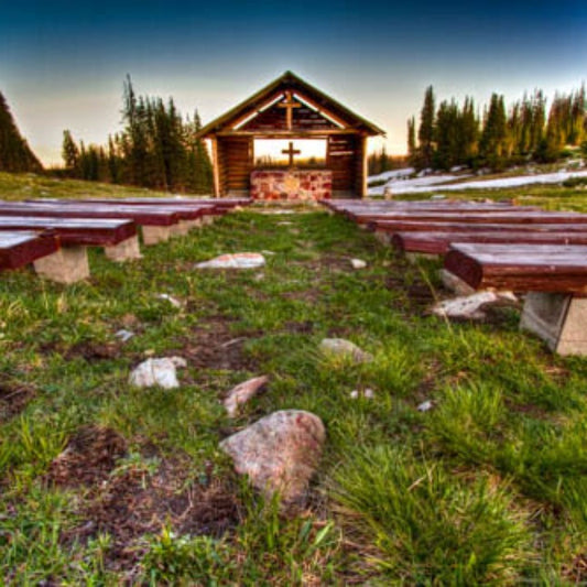 Wyoming Mountain Chapel Mini Metal Print Magnet