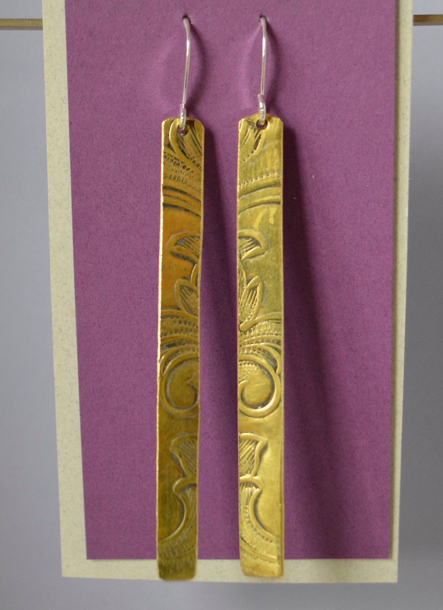 Embossed Brass Strips with Sterling Silver Wire