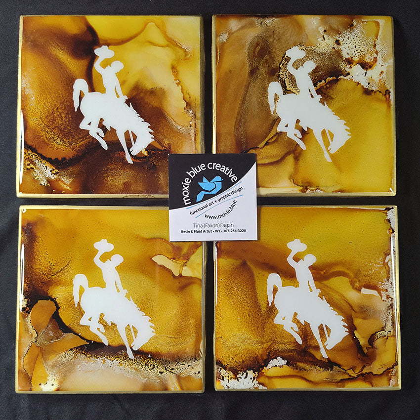 " Steamboat " Bucking Horse Coasters Set of 4