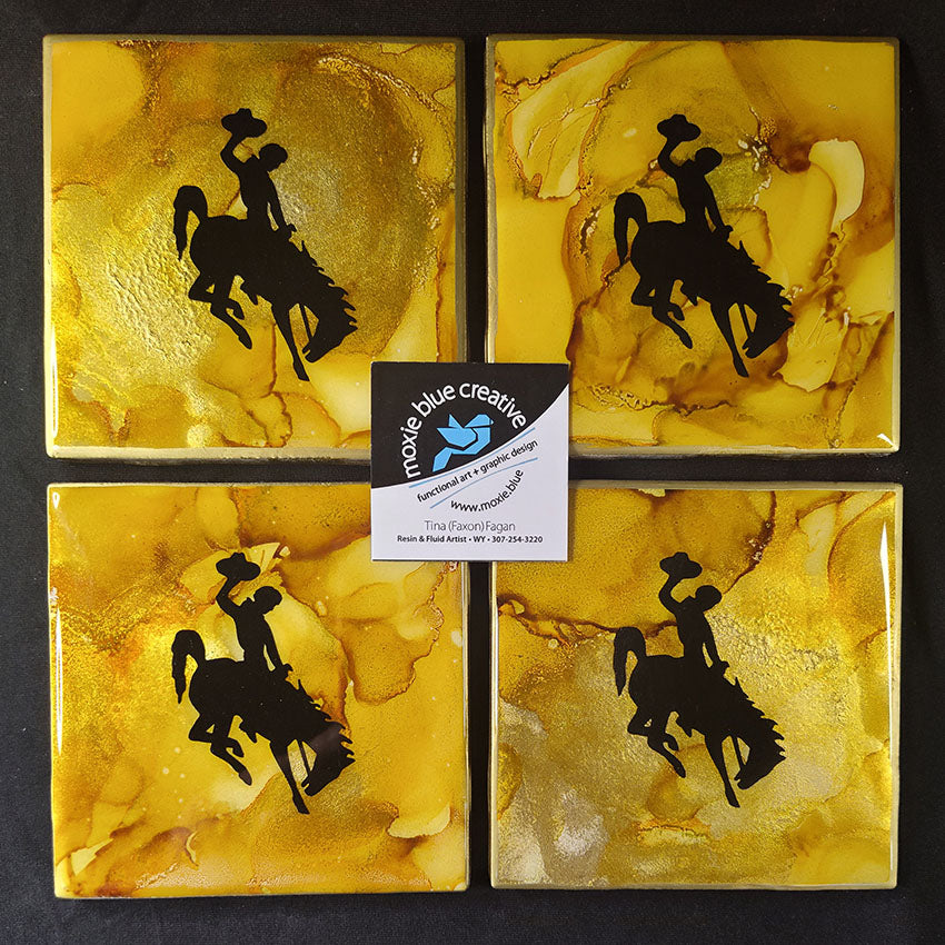 " Steamboat " Bucking Horse Coasters Set of 4