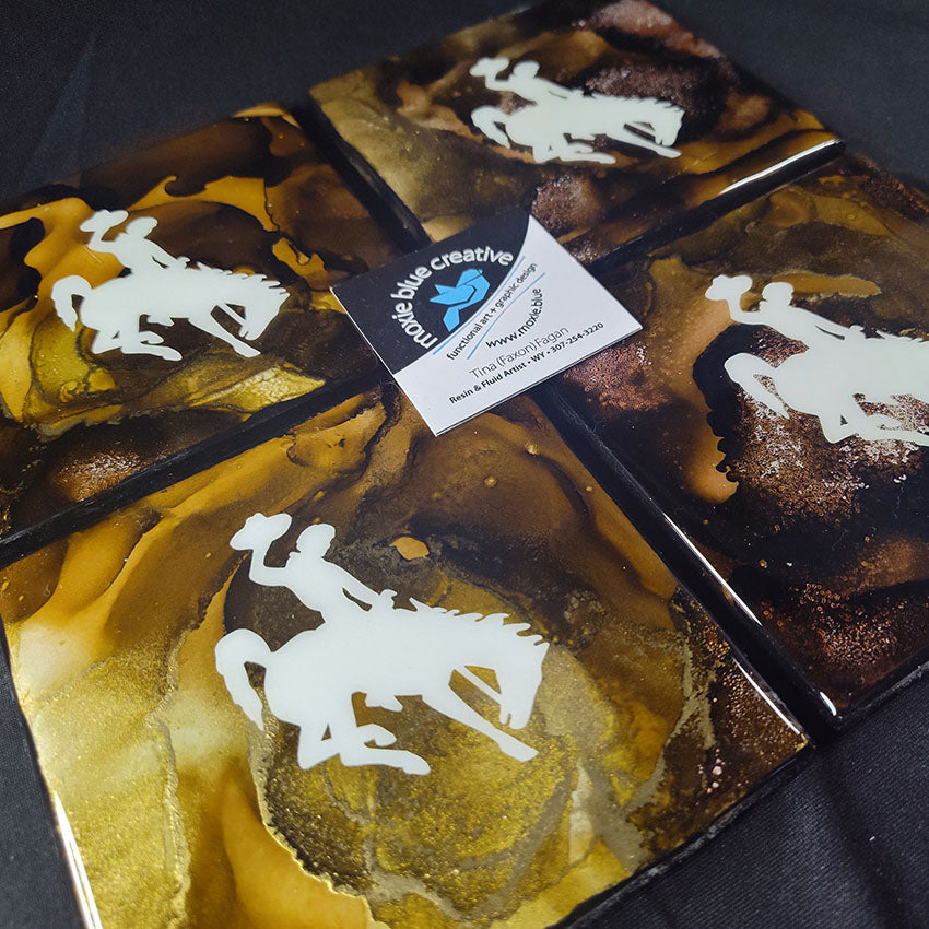 " Steamboat " Bucking Horse Coasters Set of 4