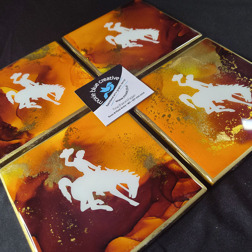 " Steamboat " Bucking Horse Coasters Set of 4