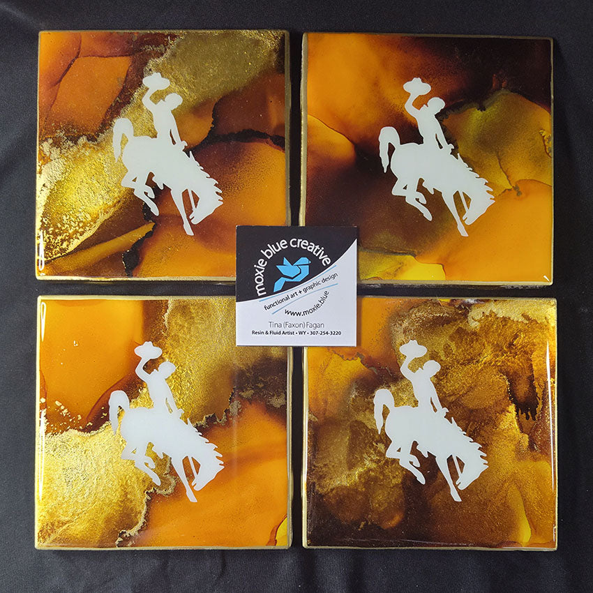 " Steamboat " Bucking Horse Coasters Set of 4