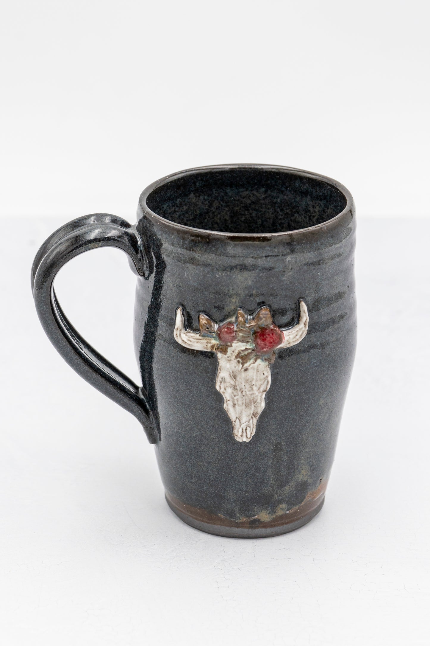 Longhorn Skull and Red Roses Mug