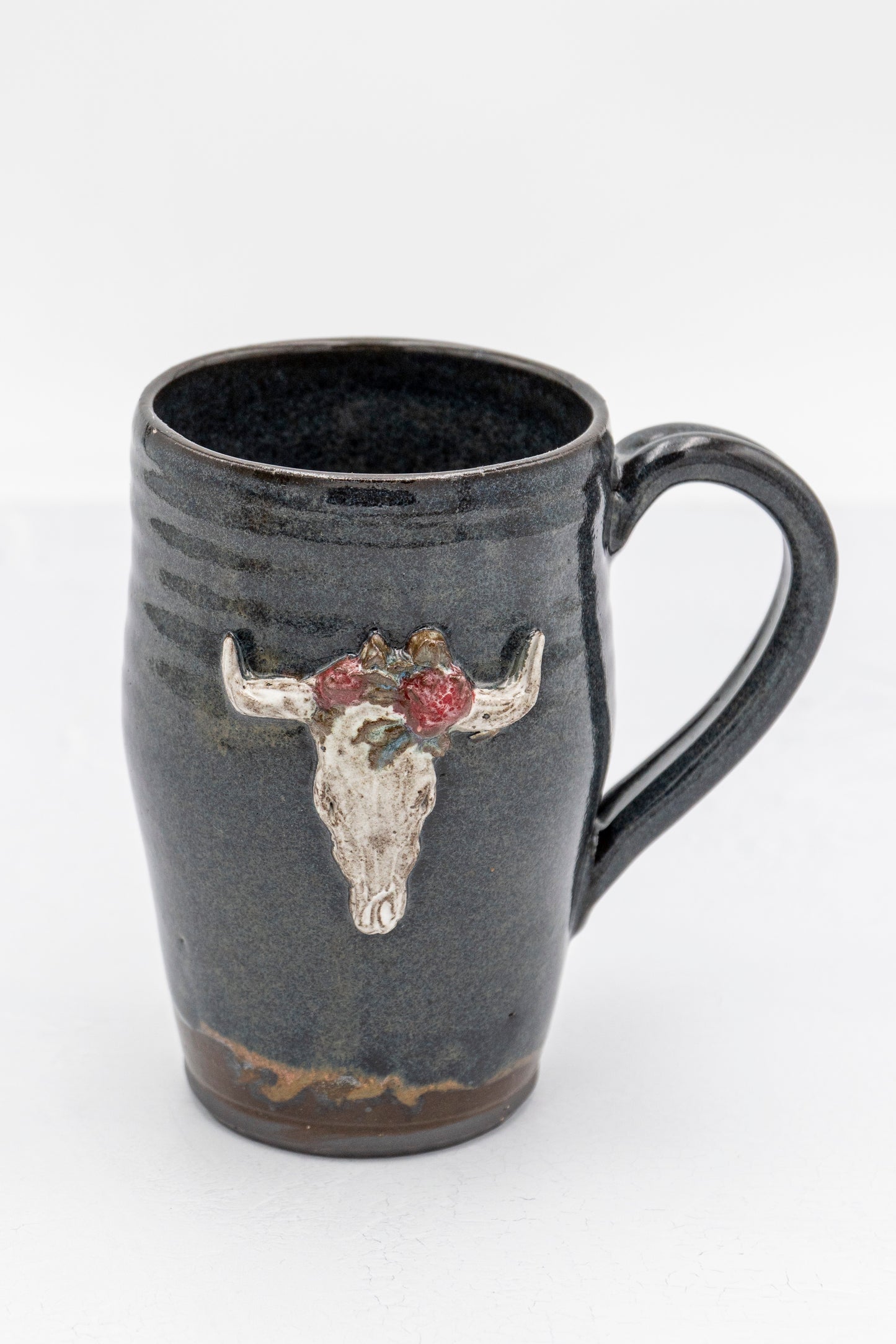 Longhorn Skull and Red Roses Mug