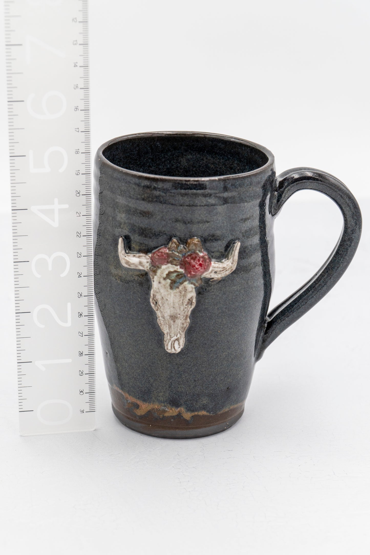 Longhorn Skull and Red Roses Mug