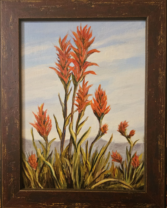 " Wyoming Indian Paintbrush " Oil Painting