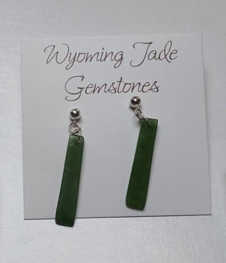 Wyoming Apple Green Jade Skinny Rectangle Post Earrings