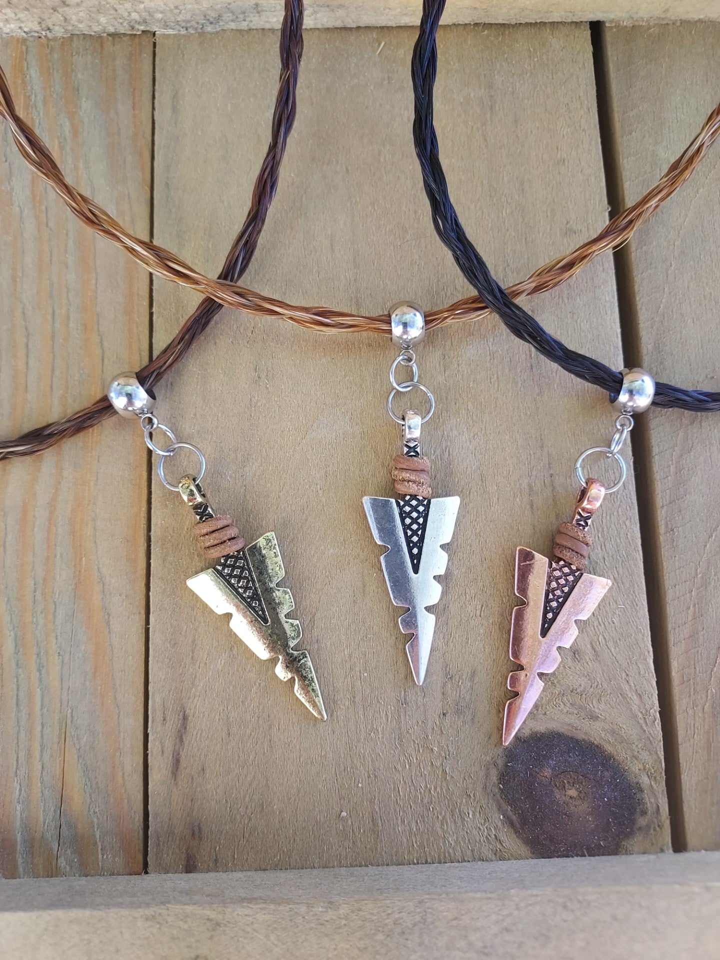 Braided Horsehair Necklace with Arrowhead Pendant