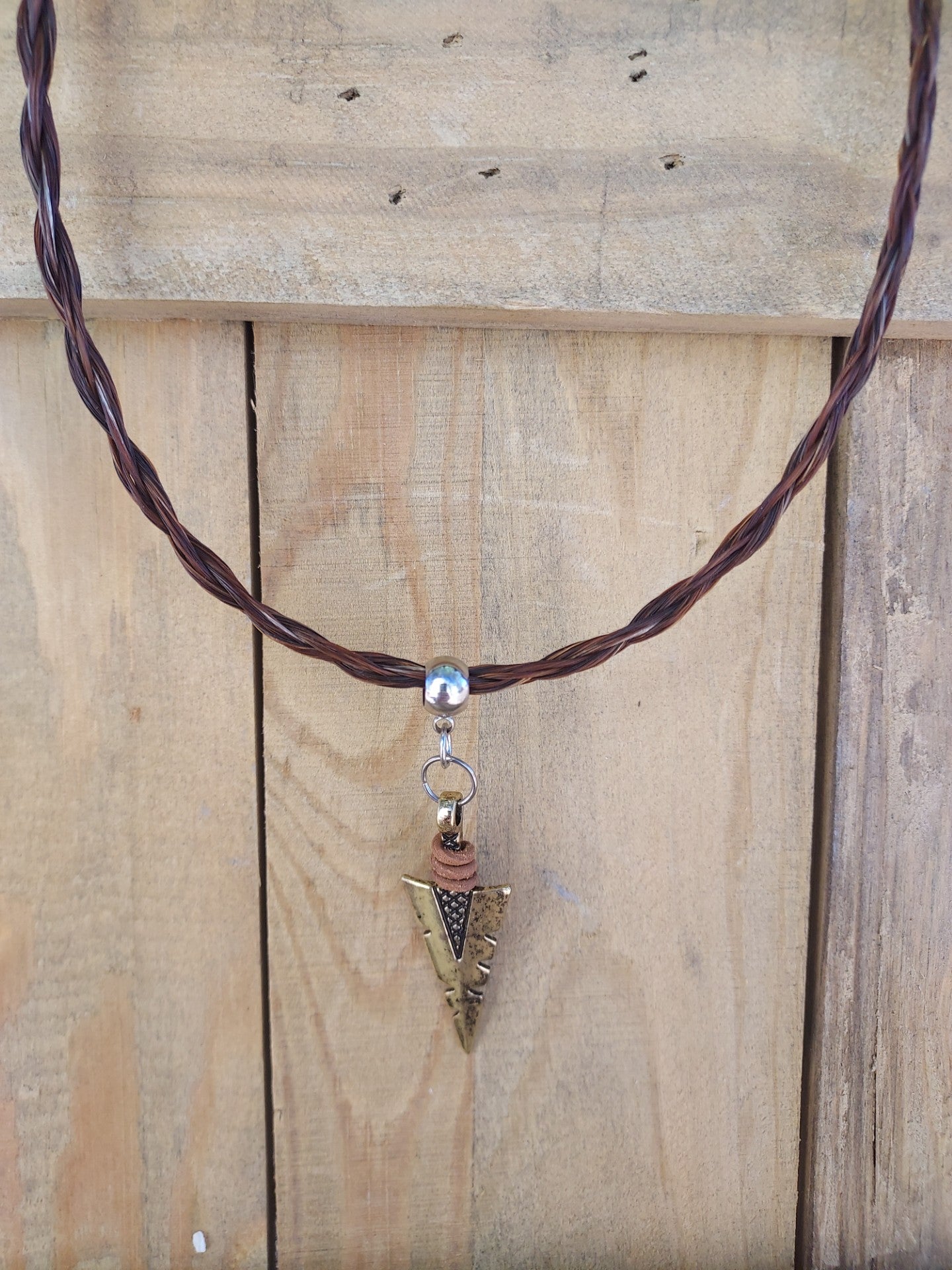 Braided Horsehair Necklace with Arrowhead Pendant