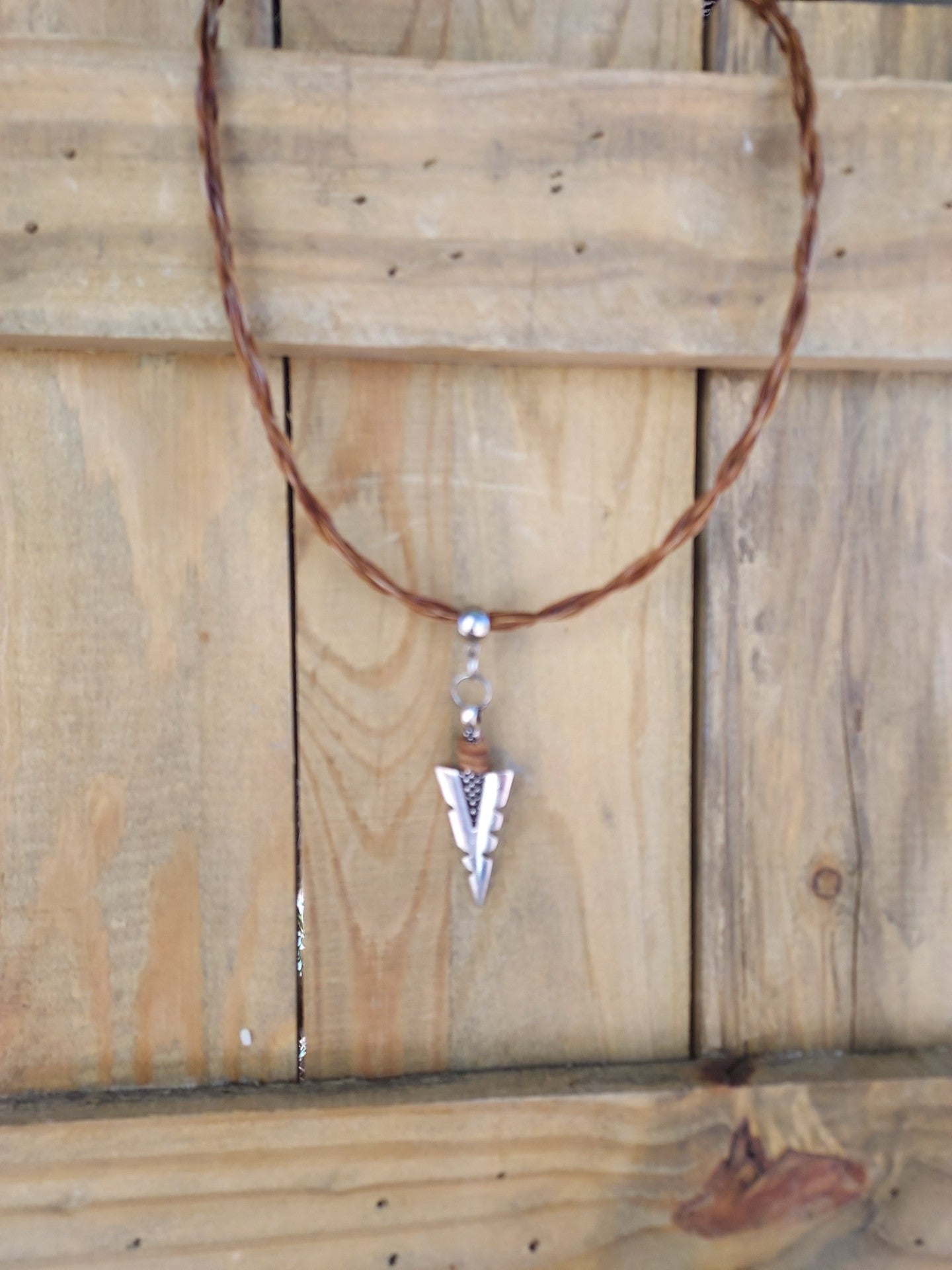 Braided Horsehair Necklace with Arrowhead Pendant