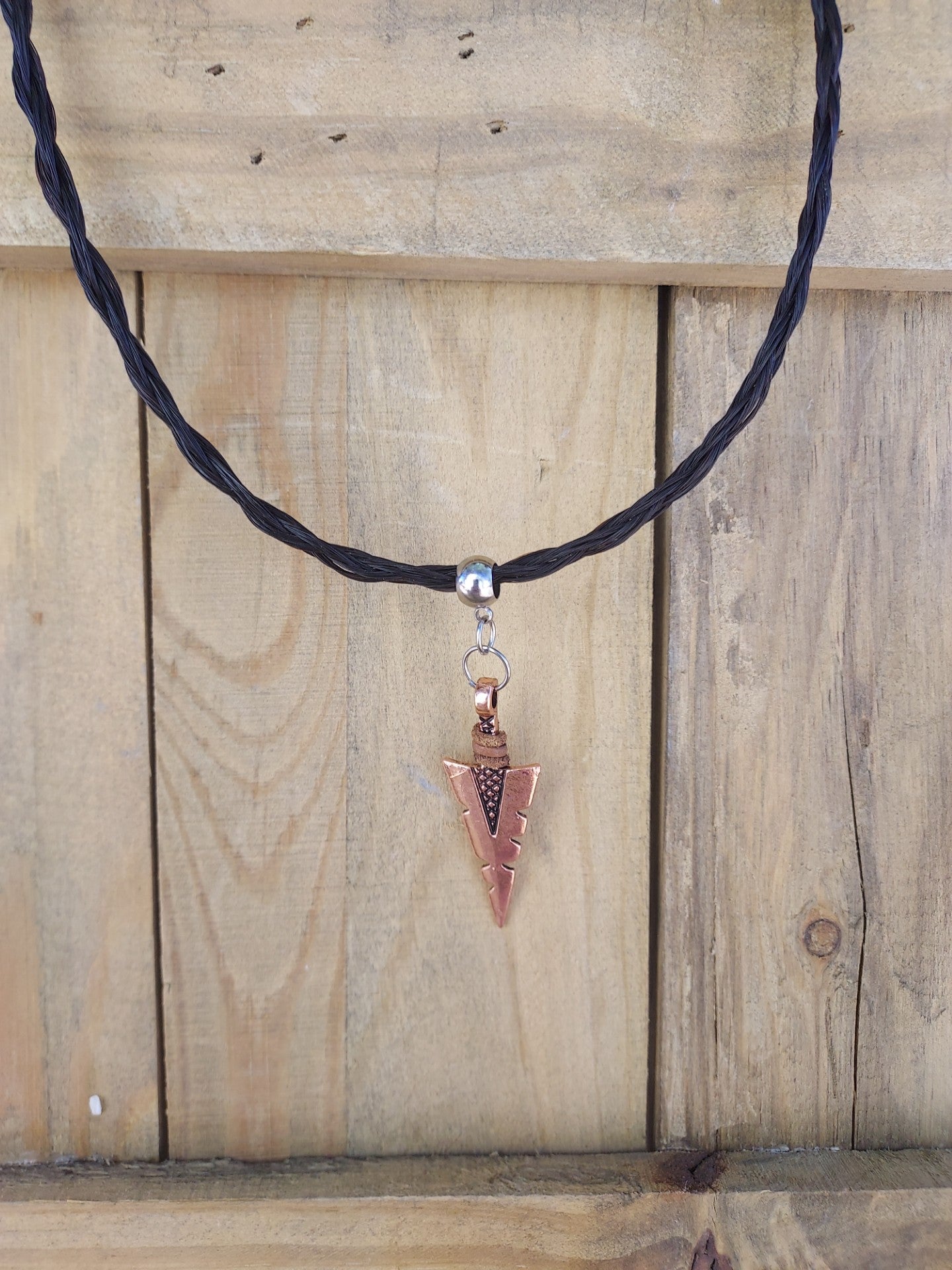 Braided Horsehair Necklace with Arrowhead Pendant