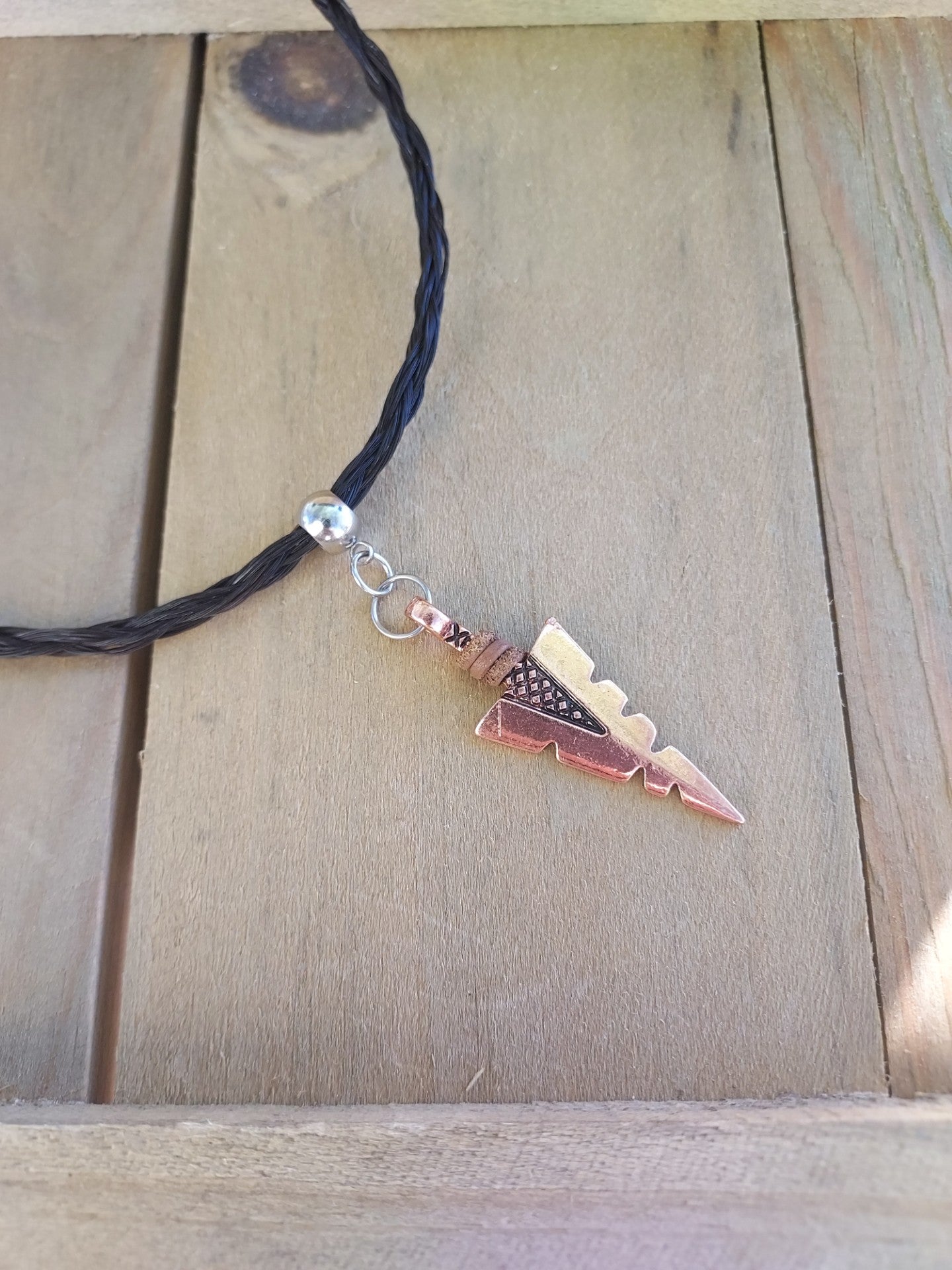 Braided Horsehair Necklace with Arrowhead Pendant