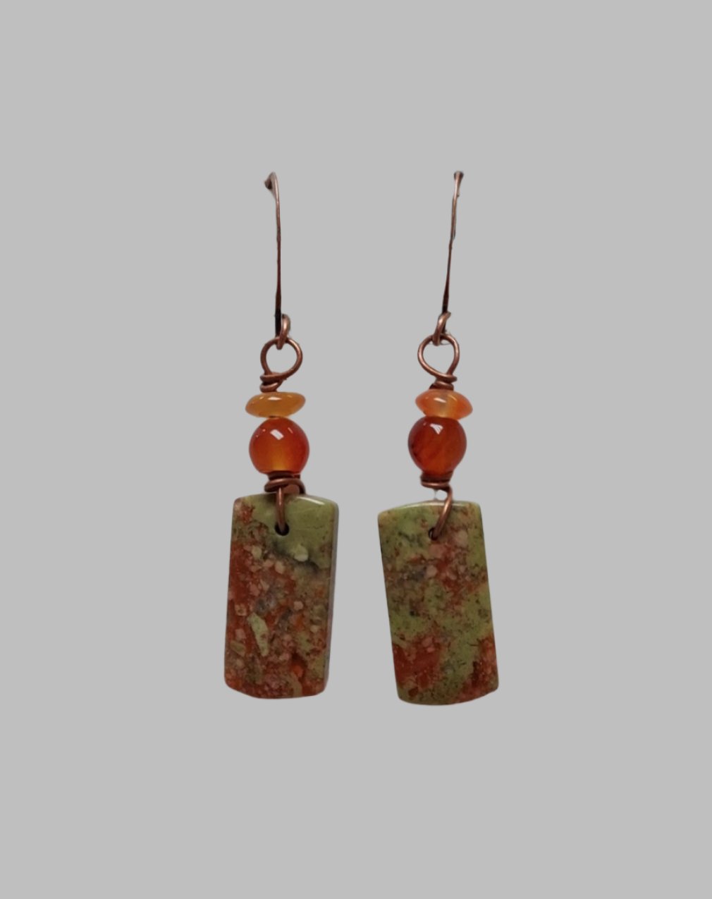 Jasper Carnelian Small Rectangle Earrings